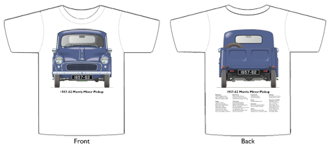 Morris Minor Pickup 1957-62 T-shirt Front & Back